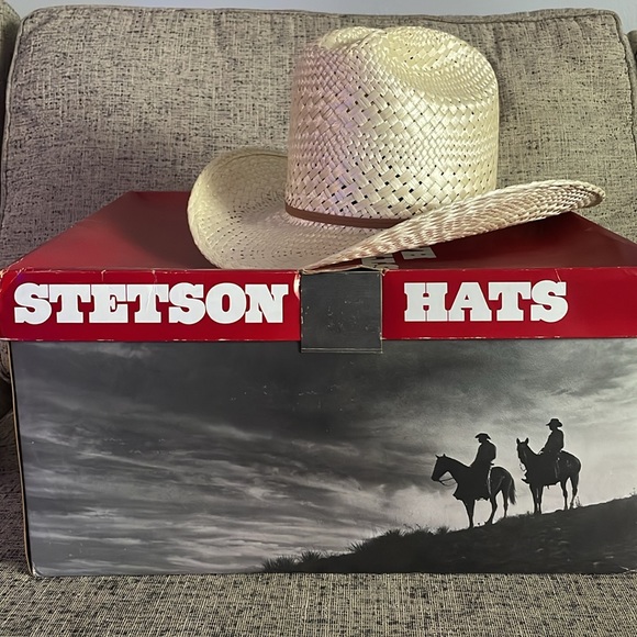 Stallion By Stetson Vintage Straw Western Cowboy Hat 6 3/4 - Picture 2 of 15